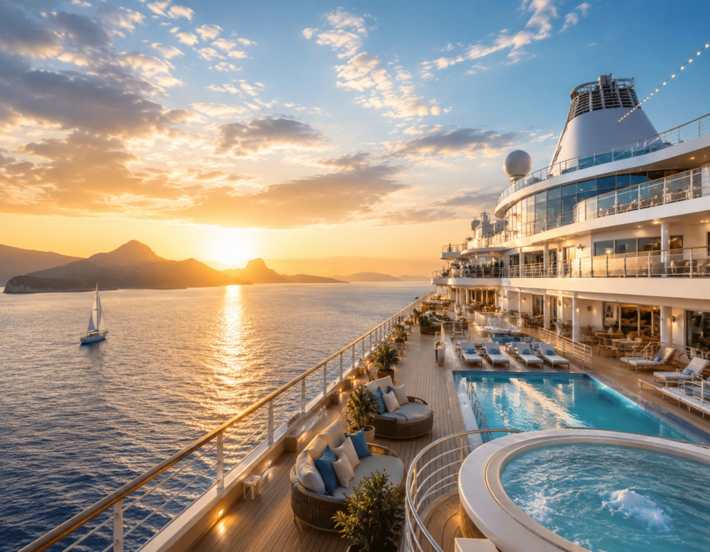 Luxury cruise ship travel scene